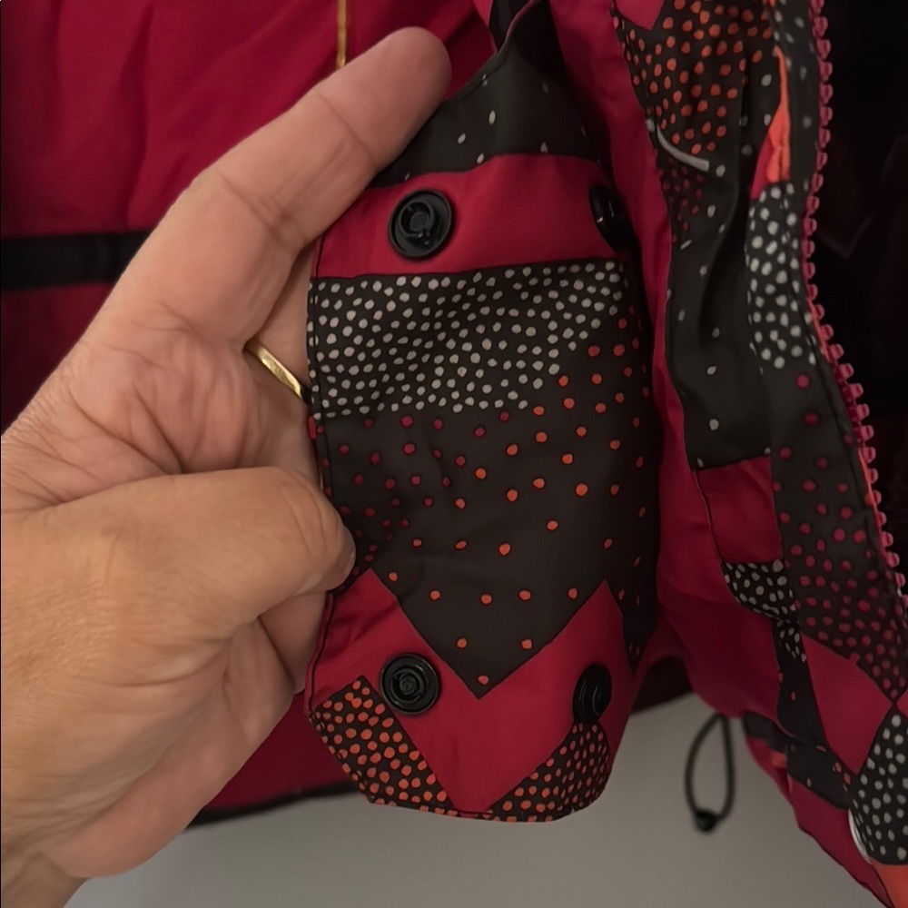 Simms Red Black Ski Jacket Geometric Insulated Hooded - Picture 11 of 16